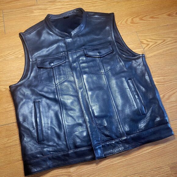 First Classics Platinum Label Leather Motorcycle Vest Sz XXL Black Carry/Conceal - Picture 4 of 16